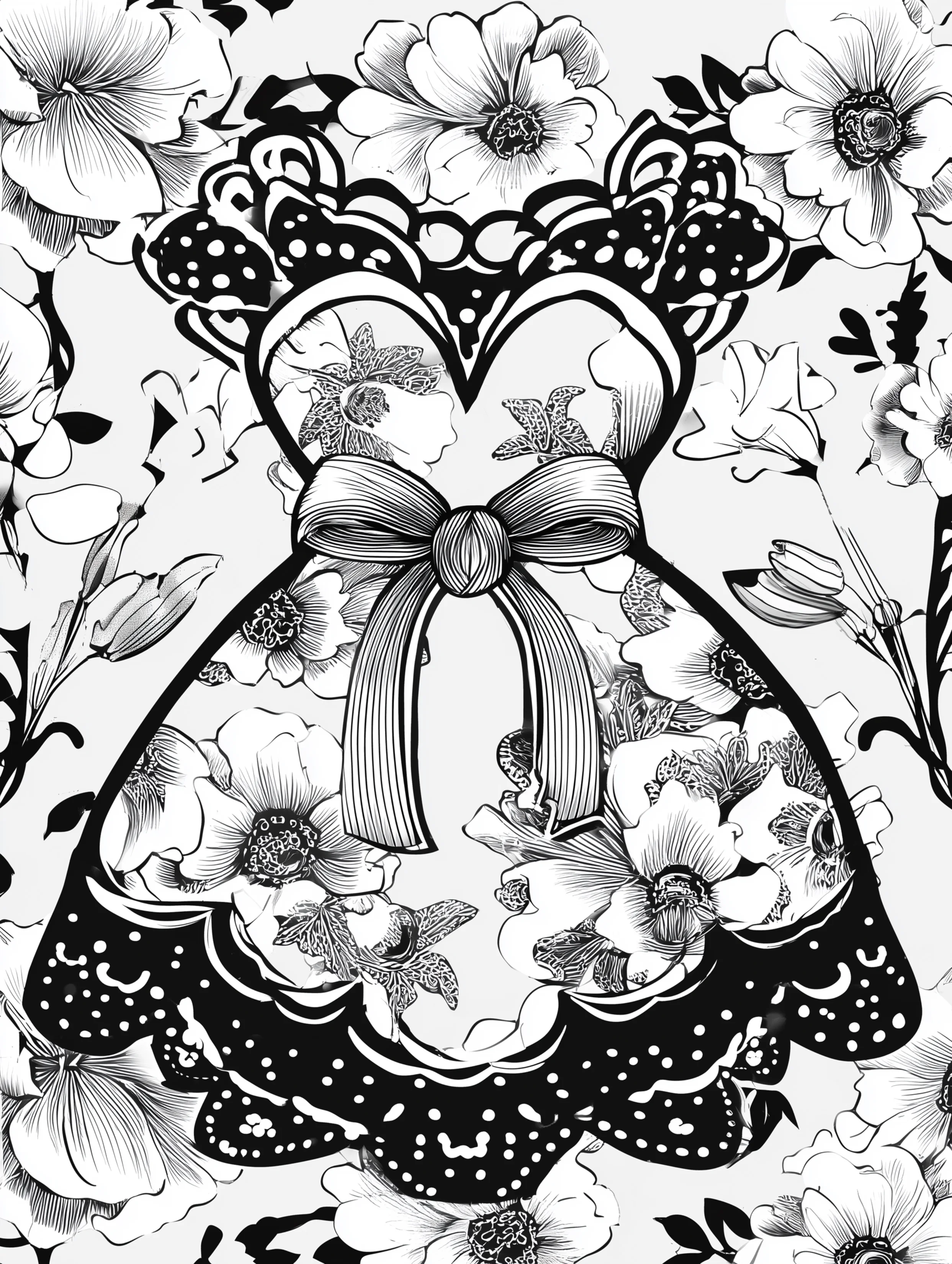 Free printable dress coloring page for adults featuring a short dress with lace-style edges